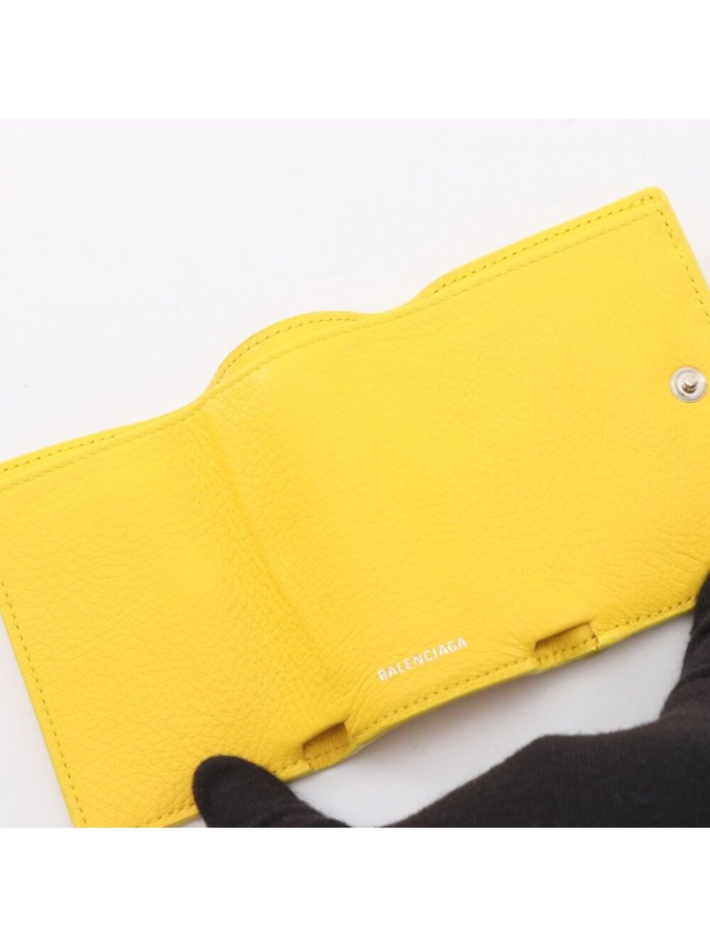 Balenciaga Trifold Wallet Paper Mini Yellow Leather Mini - Picture 3 of 8